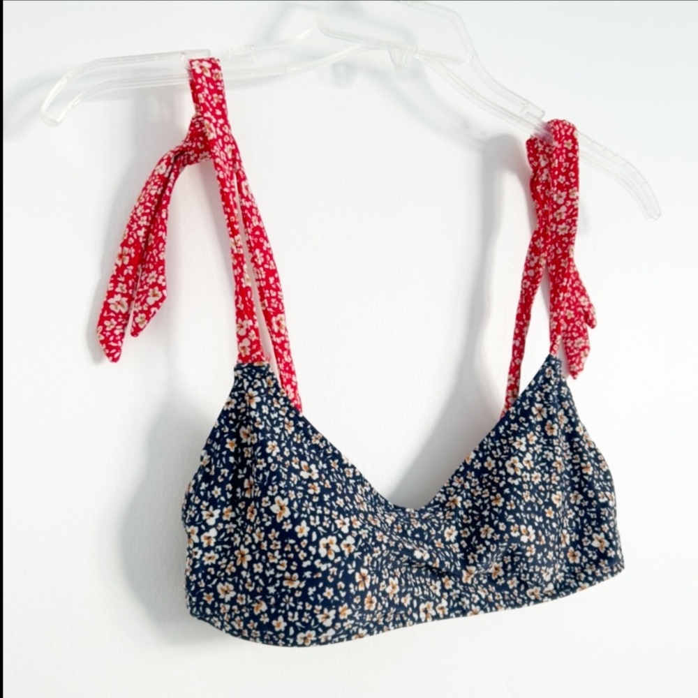 Summersalt The Tie Marina Bikini Top in In Bloom in Deep Sea & Lava Size 2 - Picture 2 of 6
